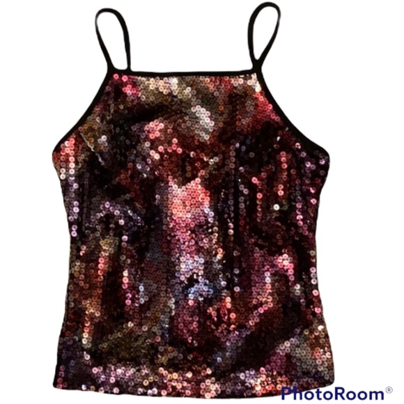 1990s VINTAGE BLACK METALLIC MULTI SEQUINS CORSET DRESS TOP ⭐️⭐️⭐️⭐️⭐️ - Picture 10 of 15